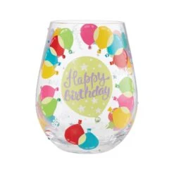 Enesco Gift Balloons Stemless Wine Glass(Balloons Stemless Wine Glass)
