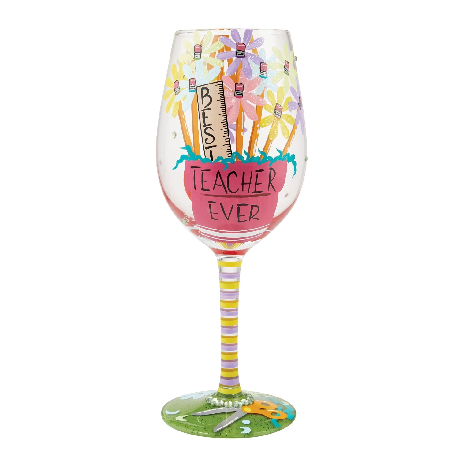 Enesco Gift Best Teacher Ever Wine Glass(Best Teacher Ever Wine Glass) 2 Enesco Gift Best Teacher Ever Wine Glass(Best Teacher Ever Wine Glass)