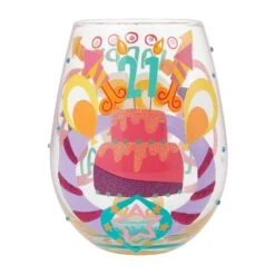 Enesco Gift Happy 21st Stemless Wine Glass(Happy 21st Stemless Wine Glass) -Holiday Gift Shop 6015279 3
