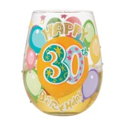 Enesco Gift Happy 30th Stemless Wine Glass(Happy 30th Stemless Wine Glass) -Holiday Gift Shop 6015280 1