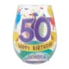 Enesco Gift Happy 50th Stemless Wine Glass(Happy 50th Stemless Wine Glass) -Holiday Gift Shop 6015282