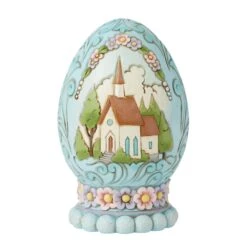 Enesco Gift Egg With Church Scene Figurine(Egg With Church Scene Figurine)