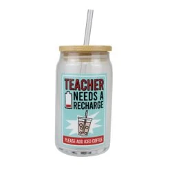 Enesco Gift Teacher Latte Glass With Lid(Teacher Latte Glass With Lid)