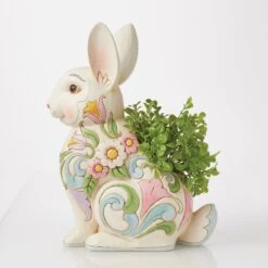 Enesco Gift Planter White Floral Rabbit(Planter White Floral Rabbit) -Holiday Gift Shop 6016933 6