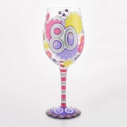 Enesco Gift Happy 80th Wine Glass(Happy 80th Wine Glass) -Holiday Gift Shop 6016993 3