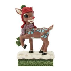 Enesco Gift Rudolph With Knit Hat(Rudolph With Knit Hat)