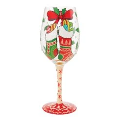 Enesco Gift Stockings With Care Wine Glass(Stockings With Care Wine Glass)
